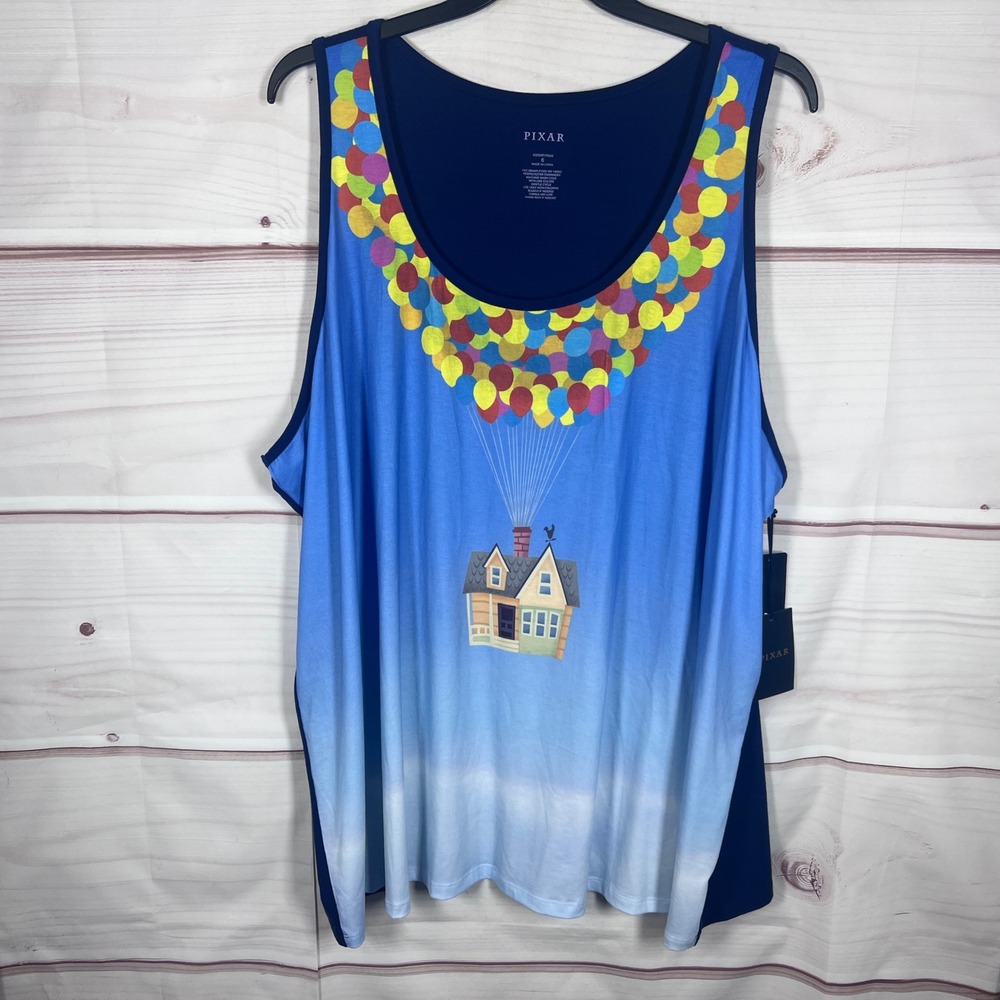 Torrid Pixar Tank Top Womens 6 6X Blue UP Movie Balloon House Graphic Scoop Neck